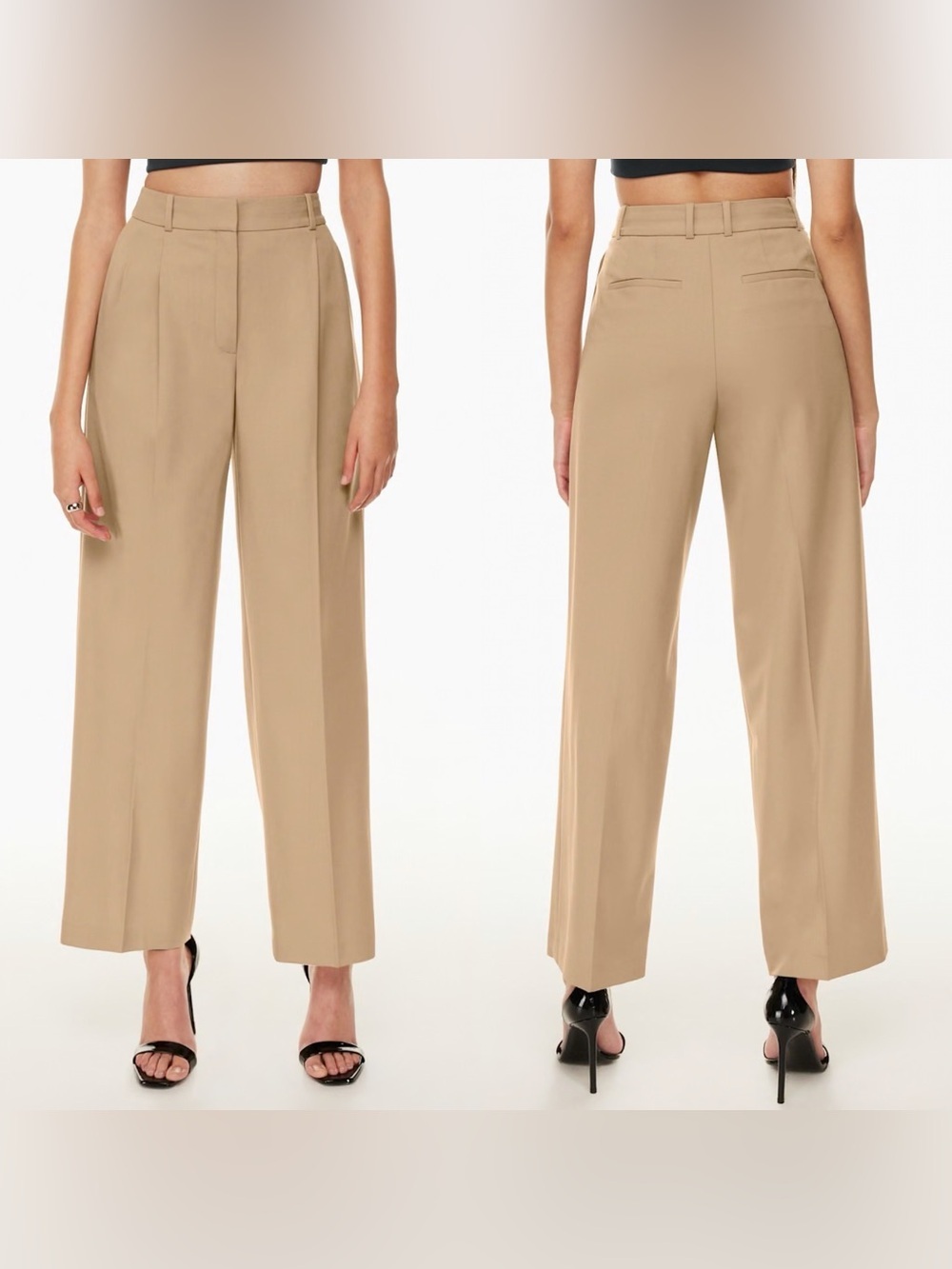 Aritzia- Babaton Pleated Pant in Gold Camel Wool Trousers Pants Size 6